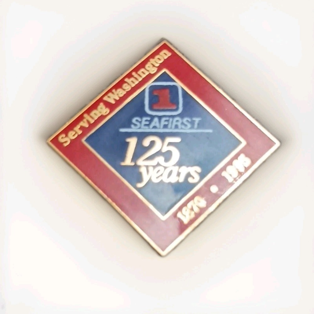 Vtg 1995 SeaFirst Bank Seattle WA 125th Anniversary Employee Enamel Lapel Pin